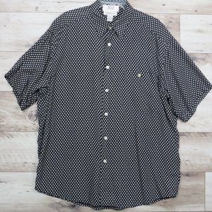 Claiborne* Men's Short Sleeve Button Down Shirt Size Large Black/White‎ Pattern